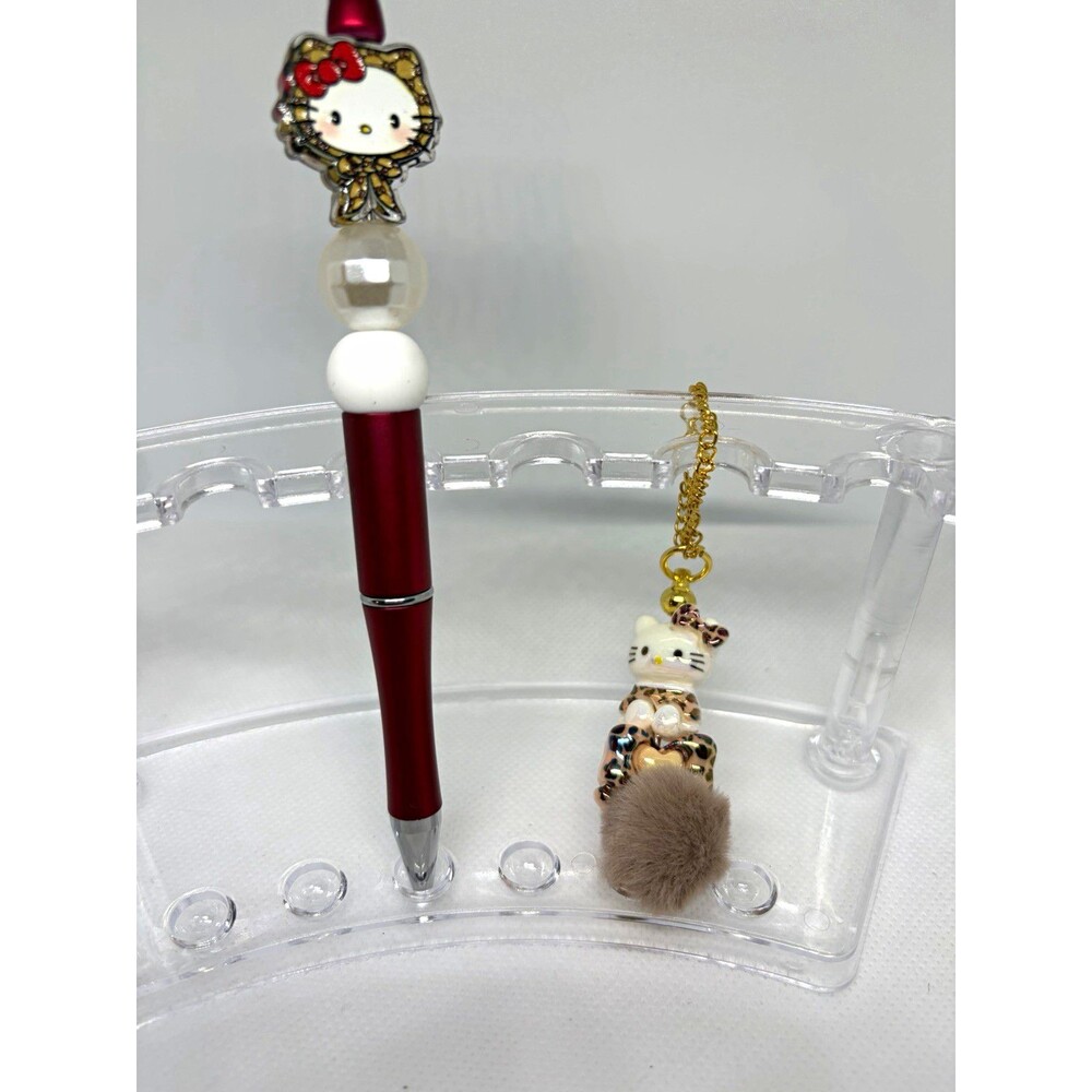 Hello Kitty Inspired Red Pen with Matching Tumbler Cup Charm Set